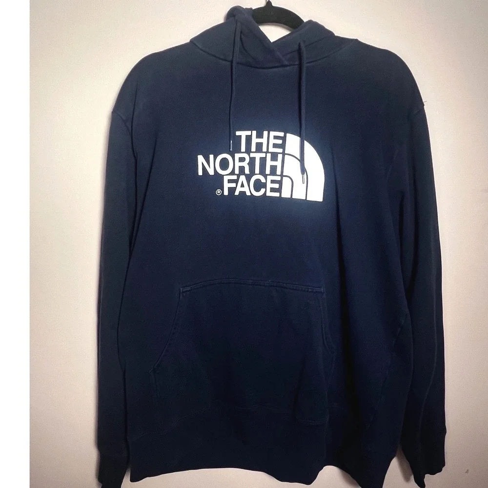 The North Face Navy Blue Hoodie Mens XLG Pullover Hooded Sweatshirt